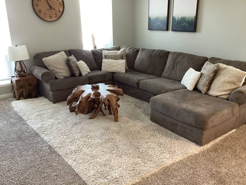 Clean living room with sofa