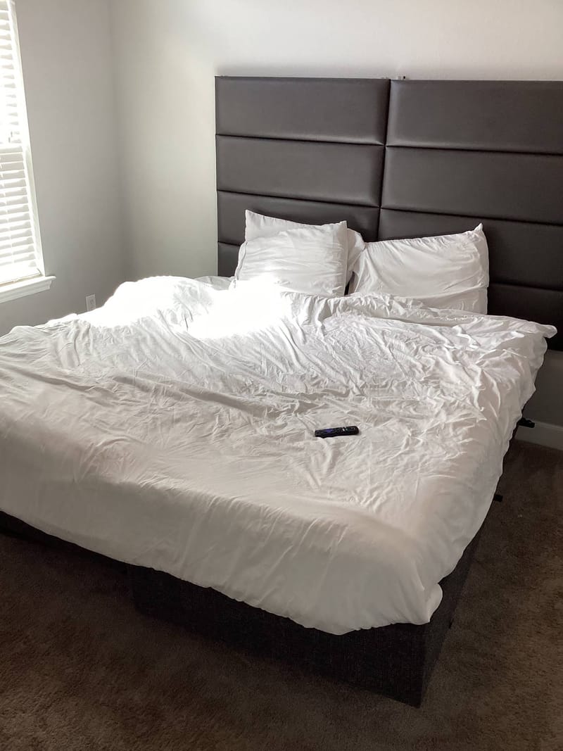 Before cleaning — messy bed sheets